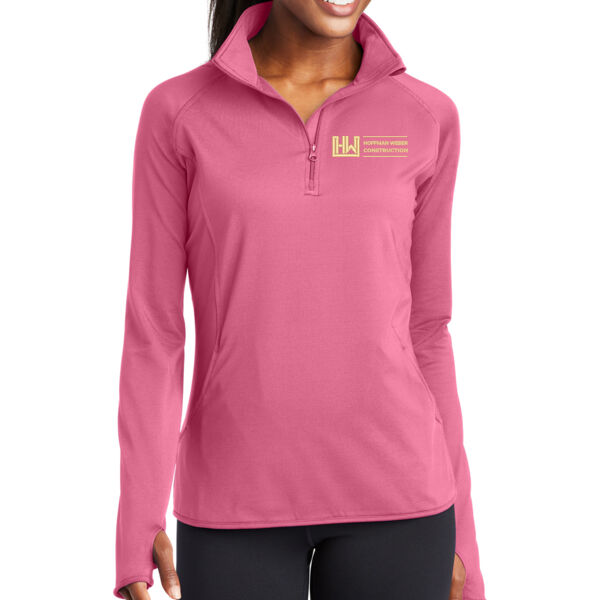 Sport Tek Womens Sport Wick Stretch 1/4 Zip Pullover - Embroidered Logo Thumbnail