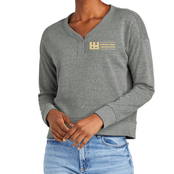 District Womens Perfect Tri Fleece V Neck Sweatshirt - Embroidered Logo Thumbnail