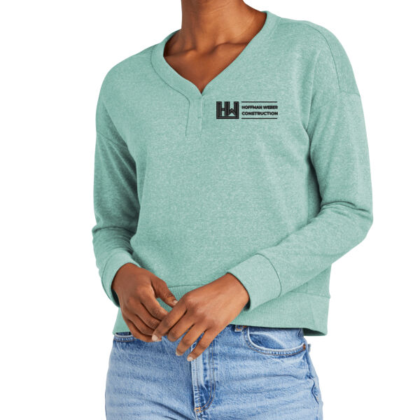 District Womens Perfect Tri Fleece V Neck Sweatshirt - Embroidered Logo Thumbnail