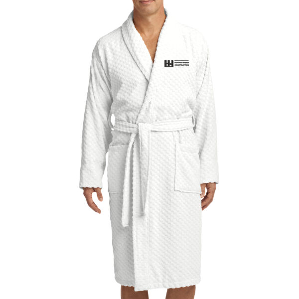 Port Authority Checkered Terry Shawl Collar Robe - Embroidered Logo Thumbnail